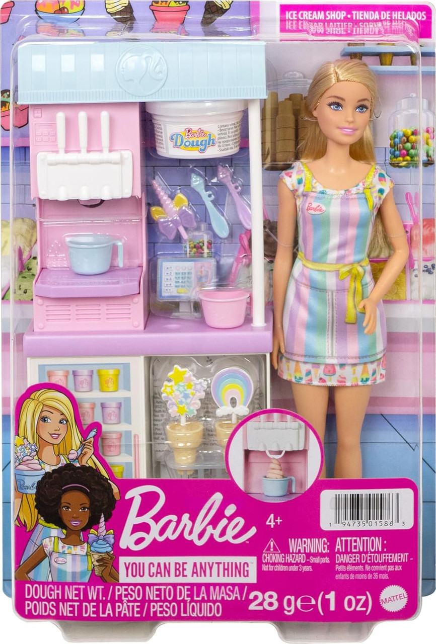 Barbie Careers Ice Cream Shop 13.25-Inch Doll Playset、ToyWiz、kayou