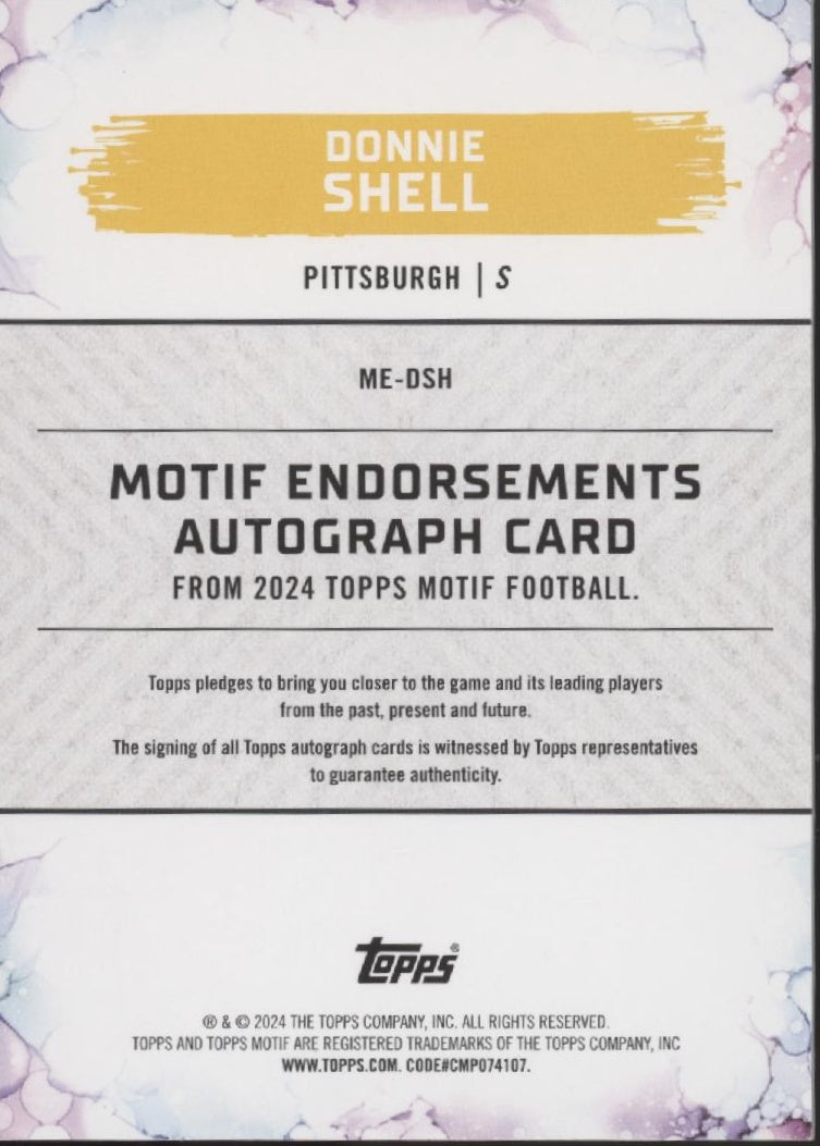 Donnie Shell 2024 Topps Motif Endorsements Blue Auto 10/20 #ME-DSH、Collector Store LLC、kayou