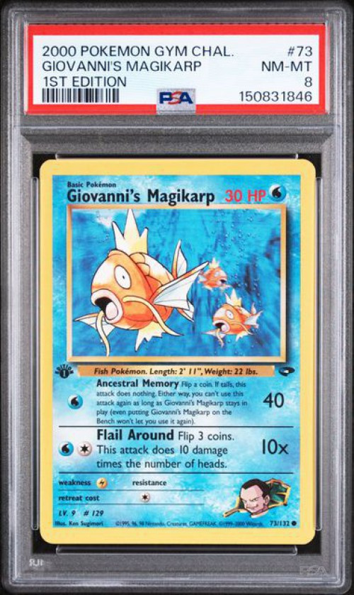 Pokemon Gym Challenge Common Giovanni's Magikarp #73 First Edition PSA 8、ToyWiz、kayou
