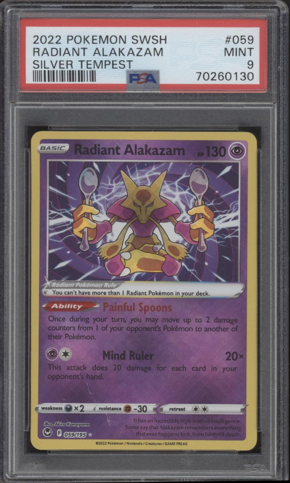 Radiant Alakazam Pokemon Silver Tempest #059 PSA 9、Collector Store LLC Gaming、kayou