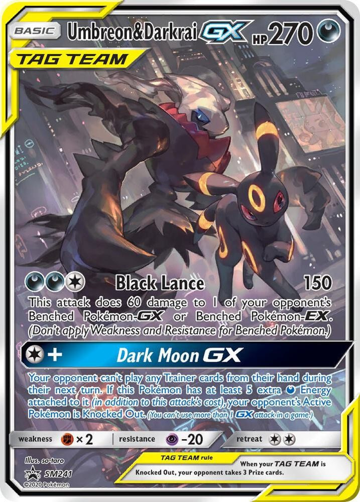 Pokemon Sun & Moon Promo Ultra Rare Umbreon & Darkrai GX SM241 Damage、ToyWiz、kayou