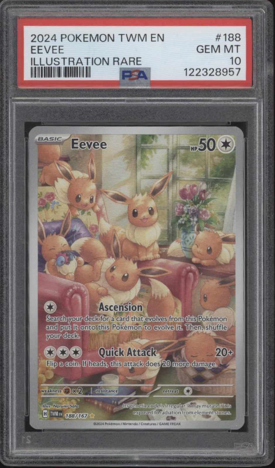 Eevee Pokemon Twilight Masquerade Illustration Rare #188 PSA 10、Collector Store LLC Gaming、kayou