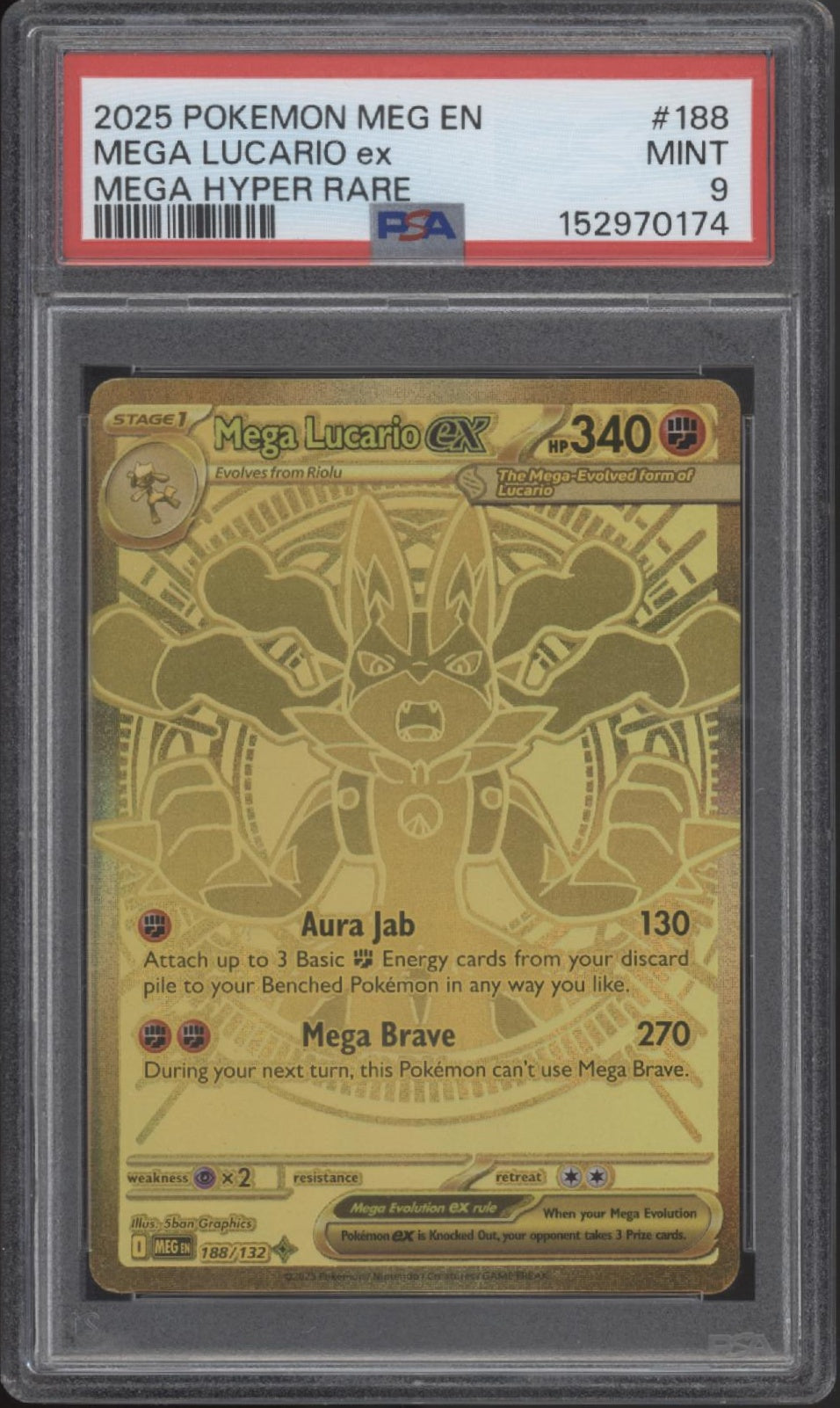 Mega Lucario ex Pokemon Mega Evolution Mega Hyper Rare #188 PSA 9、Collector Store LLC Gaming、kayou